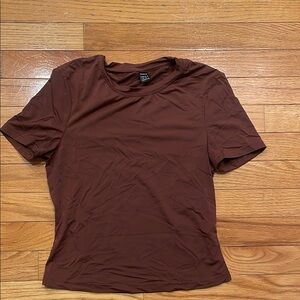 SHEIN Brown Fitted Short Sleeve T-Shirt